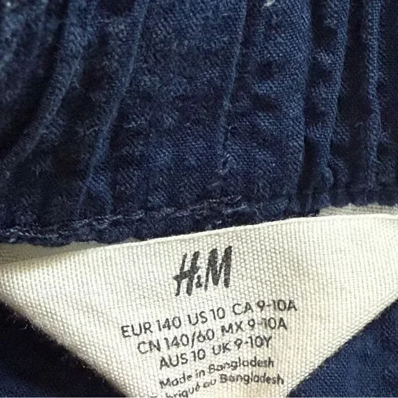 H&M Boys Seersucker Shorts Navy Pull On US 10 Preppy - Picture 4 of 6